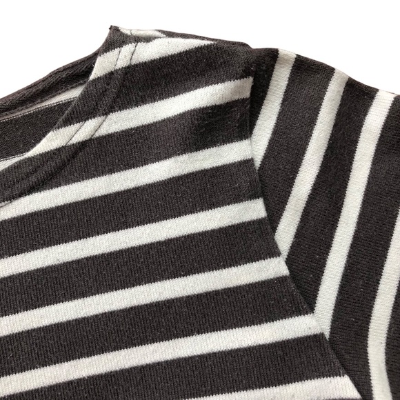 Muji Long Sleeve Breton Top Heavy Cotton Dark Grey Stripe Medium - Picture 2 of 5